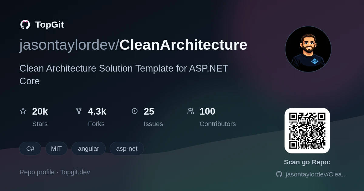 TopGit repo profile image for jasontaylordev/CleanArchitecture