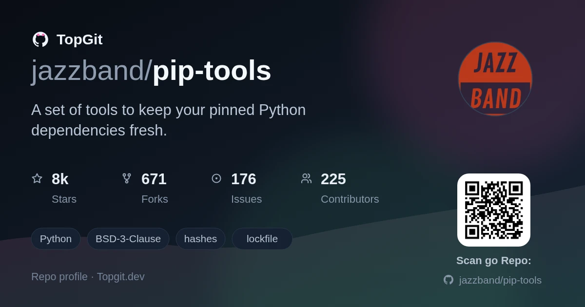 TopGit repo profile image for jazzband/pip-tools