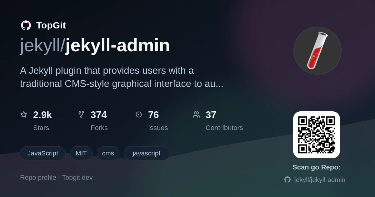 TopGit repo profile image for jekyll/jekyll-admin