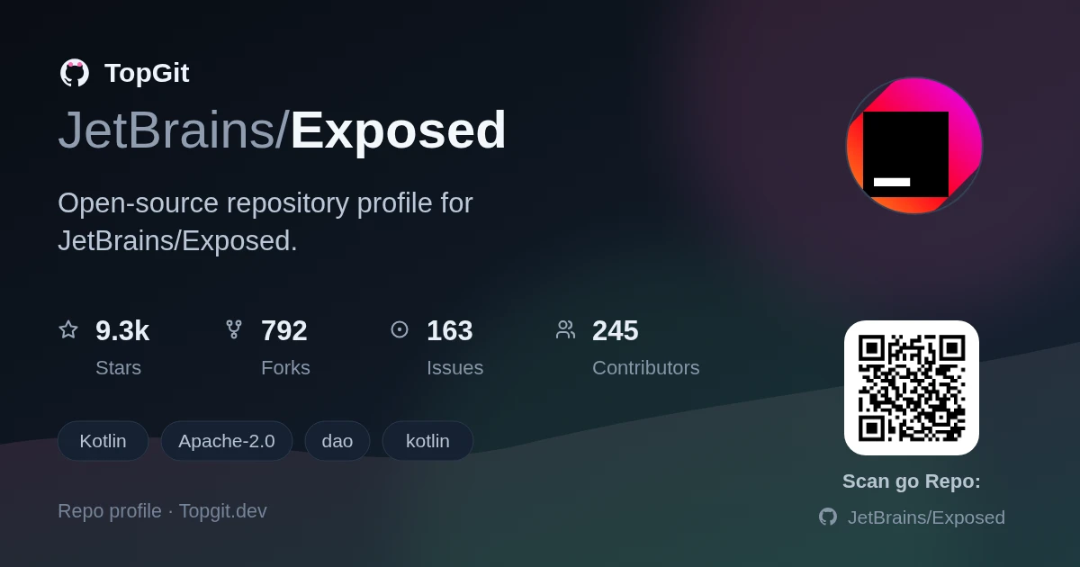TopGit repo profile image for JetBrains/Exposed