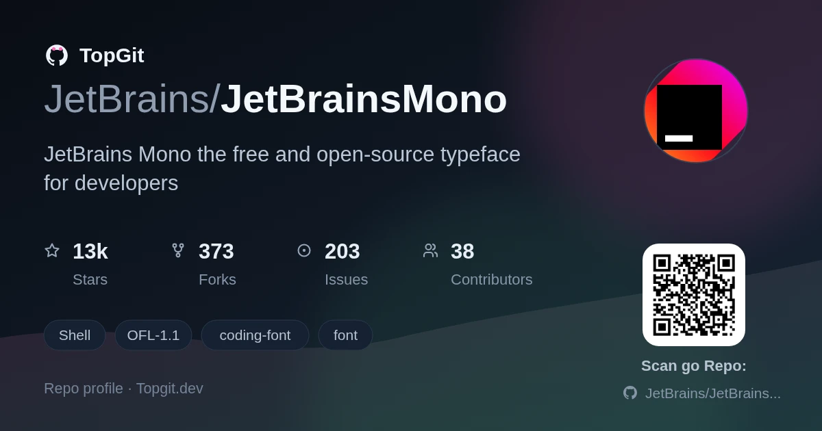 TopGit repo profile image for JetBrains/JetBrainsMono