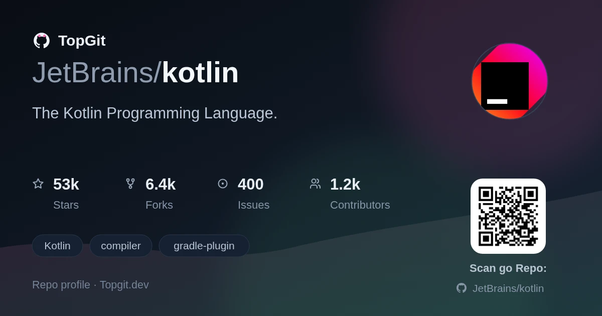 TopGit repo profile image for JetBrains/kotlin