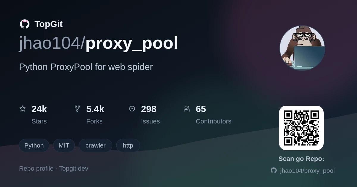 TopGit repo profile image for jhao104/proxy_pool