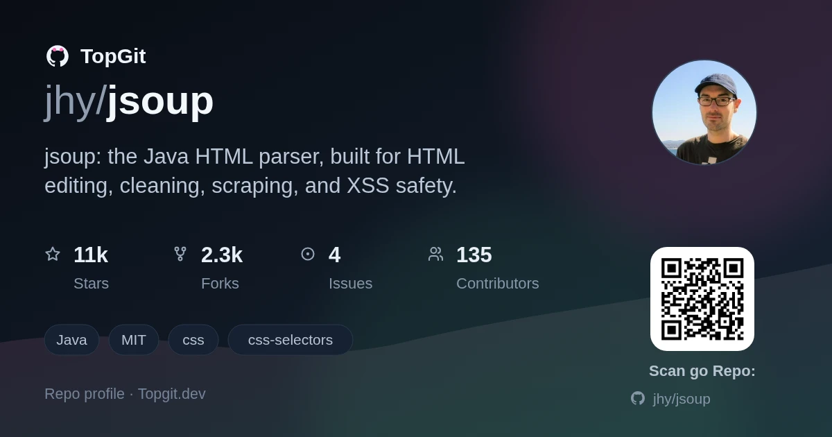 TopGit repo profile image for jhy/jsoup