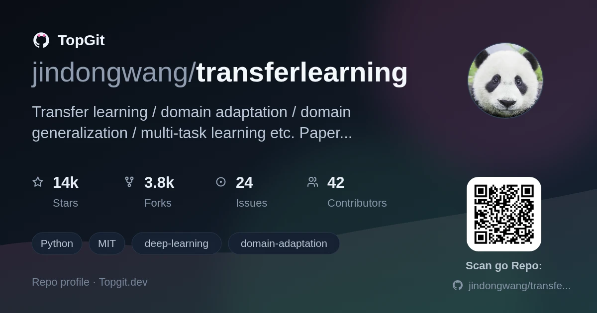 TopGit repo profile image for jindongwang/transferlearning