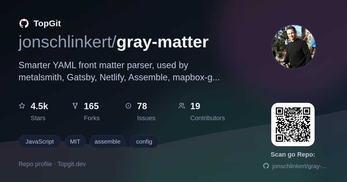 TopGit repo profile image for jonschlinkert/gray-matter