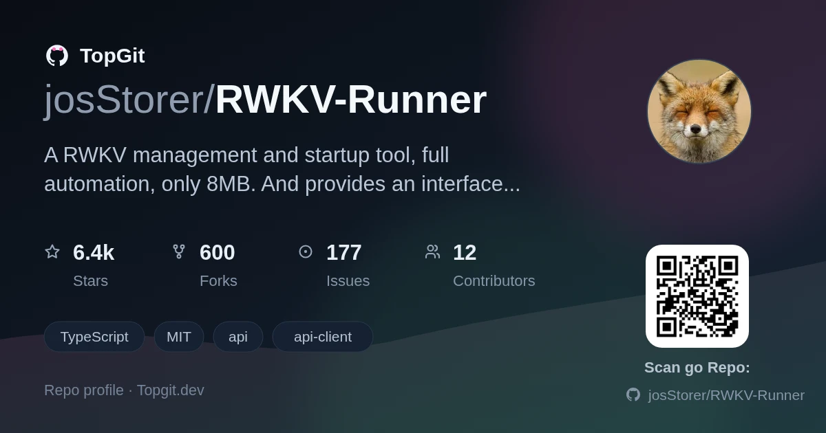 TopGit repo profile image for josStorer/RWKV-Runner