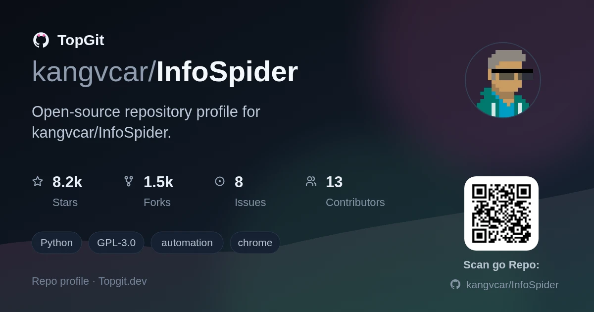 TopGit repo profile image for kangvcar/InfoSpider