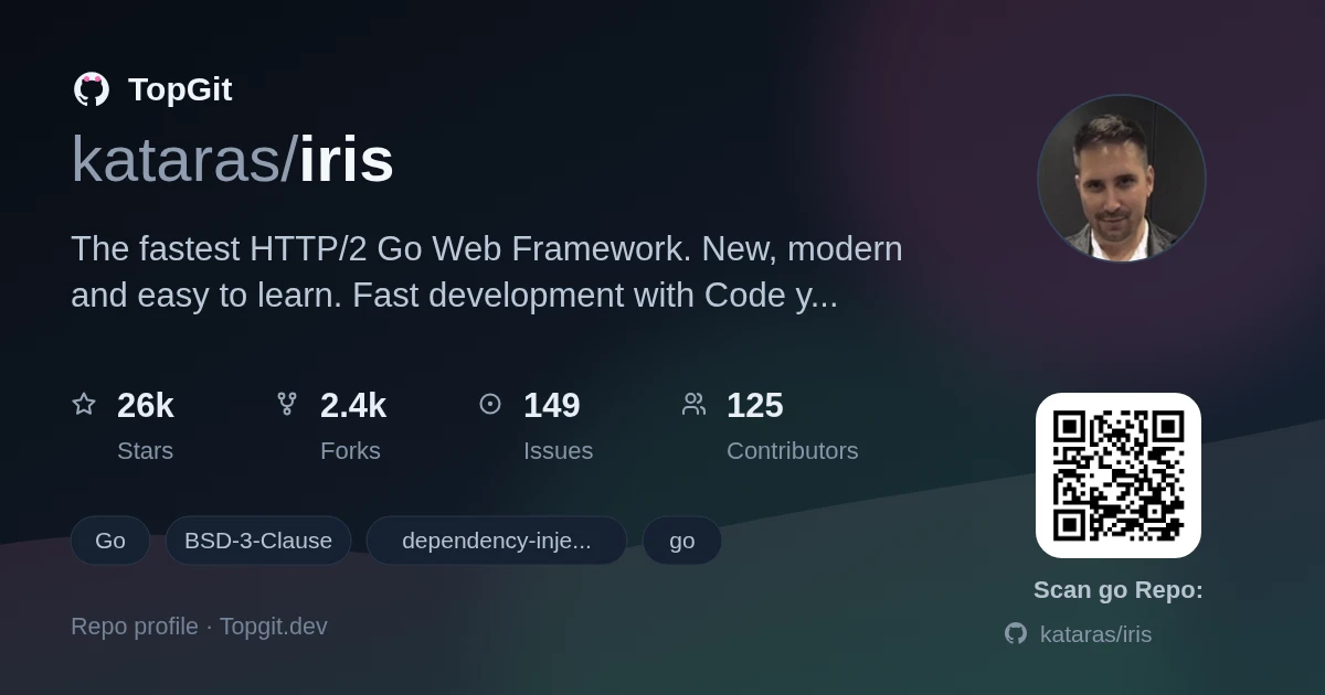 TopGit repo profile image for kataras/iris