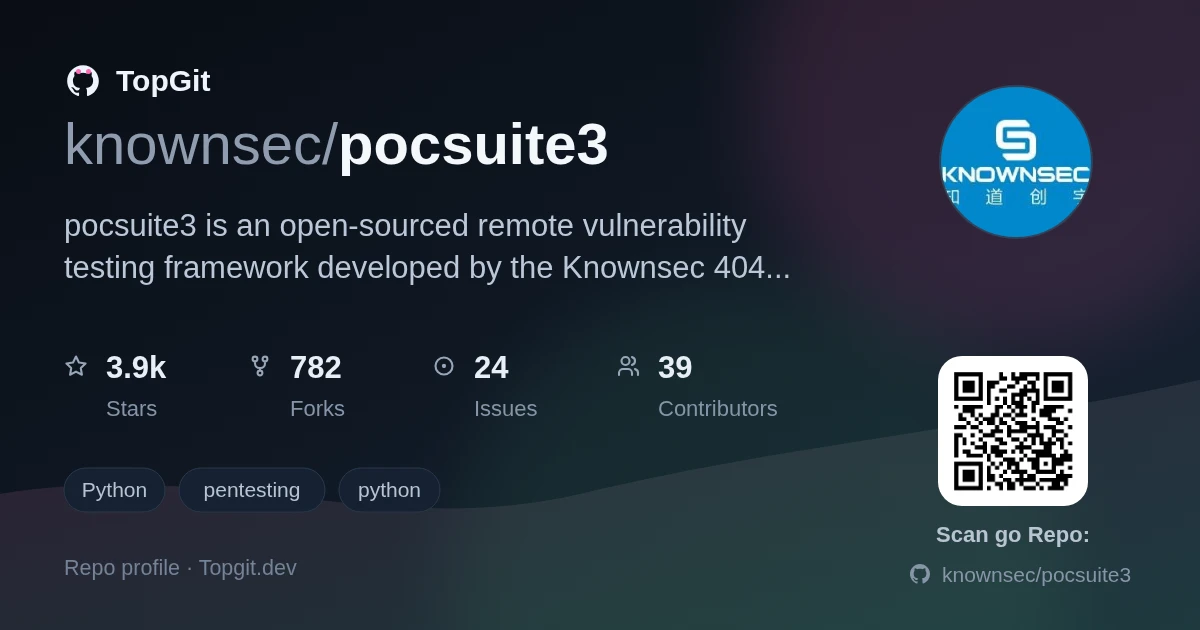 TopGit repo profile image for knownsec/pocsuite3