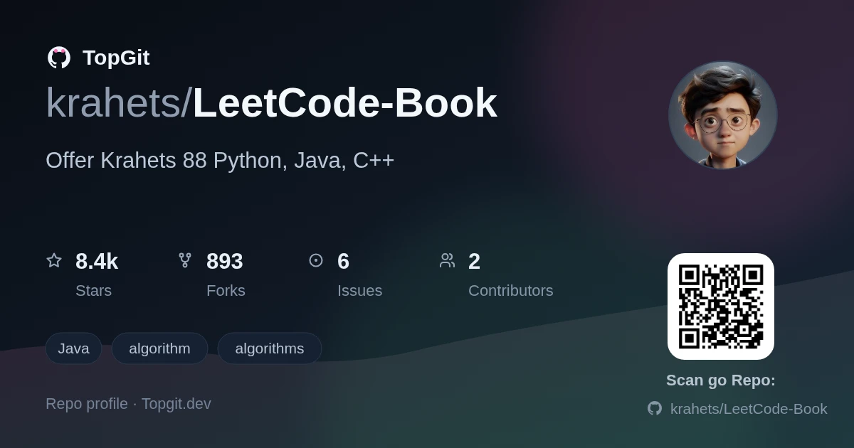 TopGit repo profile image for krahets/LeetCode-Book