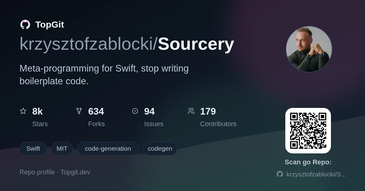 TopGit repo profile image for krzysztofzablocki/Sourcery