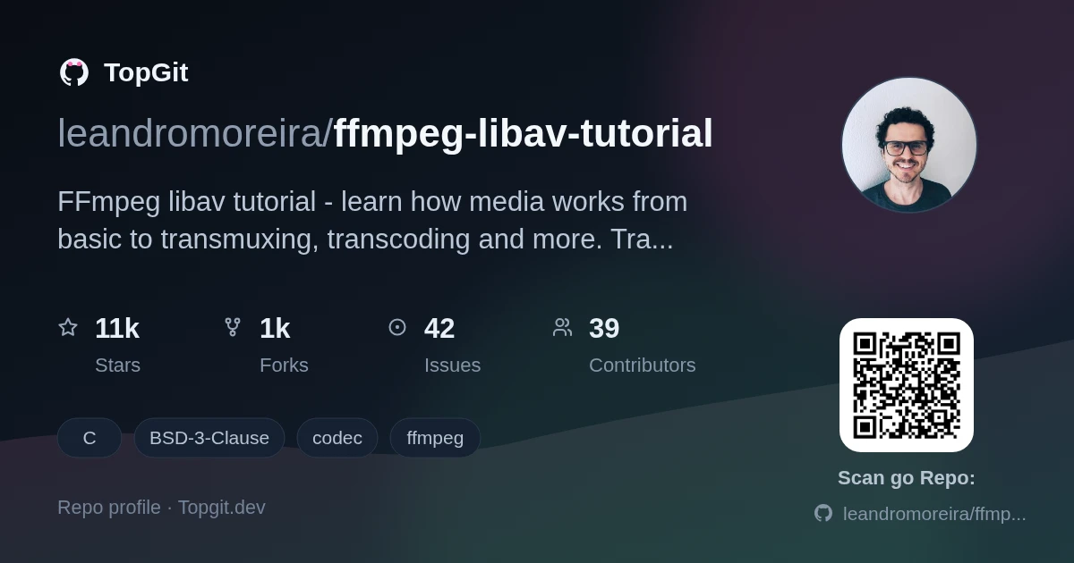 TopGit repo profile image for leandromoreira/ffmpeg-libav-tutorial