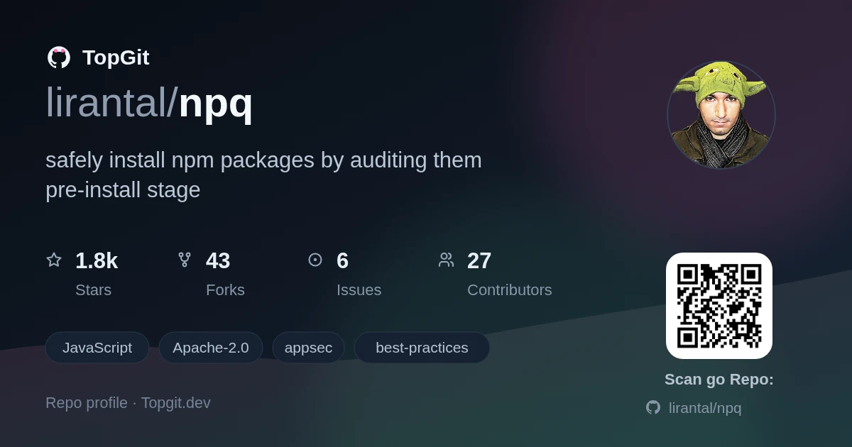 TopGit repo profile image for lirantal/npq