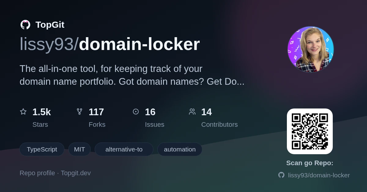 TopGit repo profile image for lissy93/domain-locker
