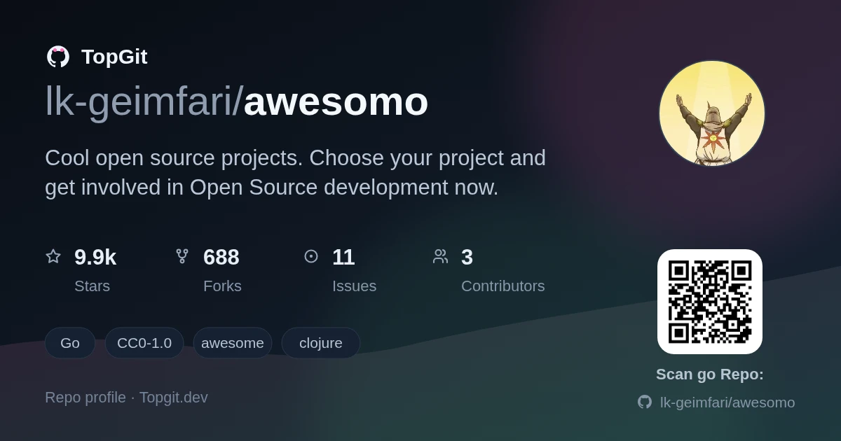 TopGit repo profile image for lk-geimfari/awesomo