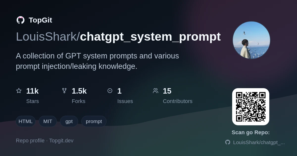 TopGit repo profile image for LouisShark/chatgpt_system_prompt