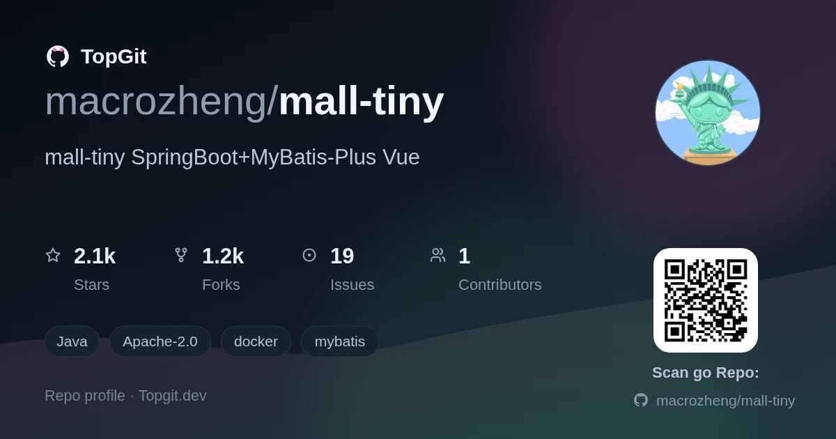 TopGit repo profile image for macrozheng/mall-tiny