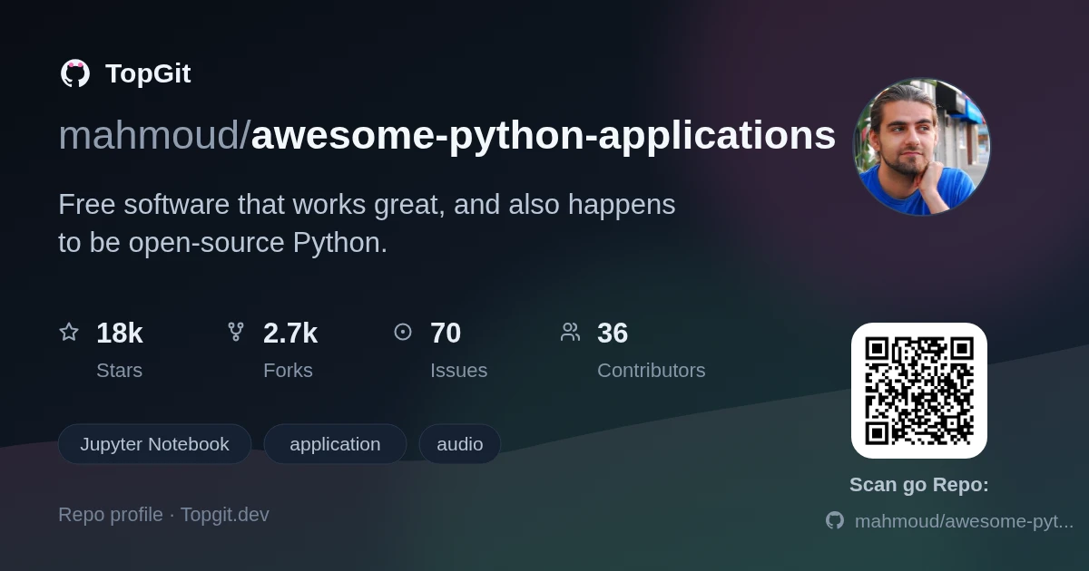 TopGit repo profile image for mahmoud/awesome-python-applications