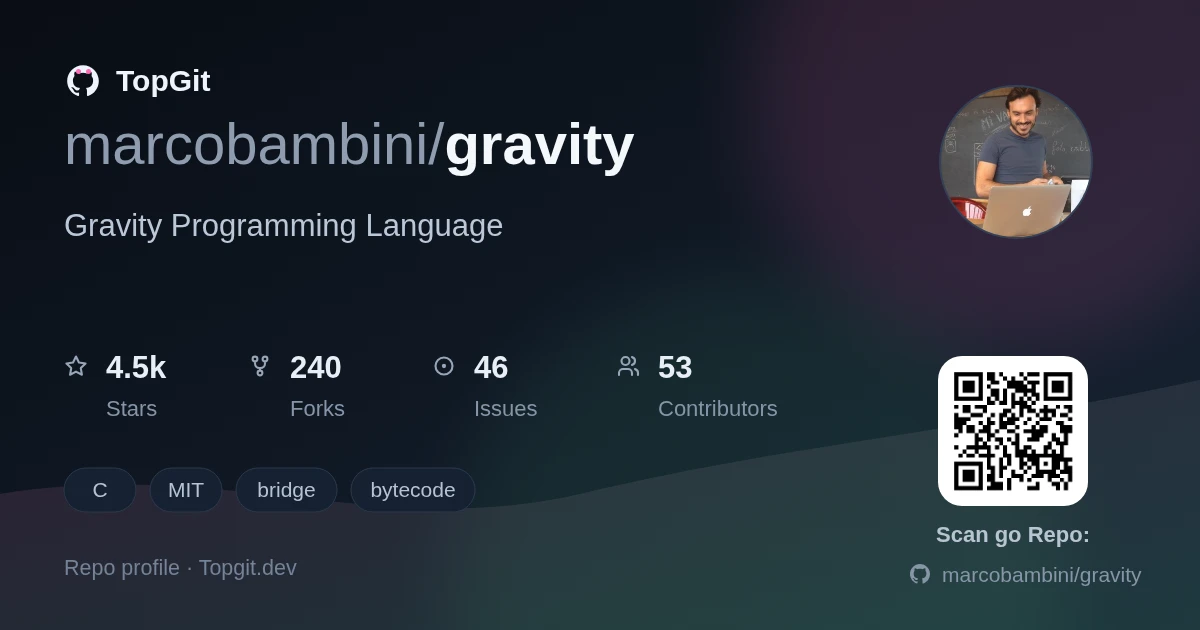 TopGit repo profile image for marcobambini/gravity