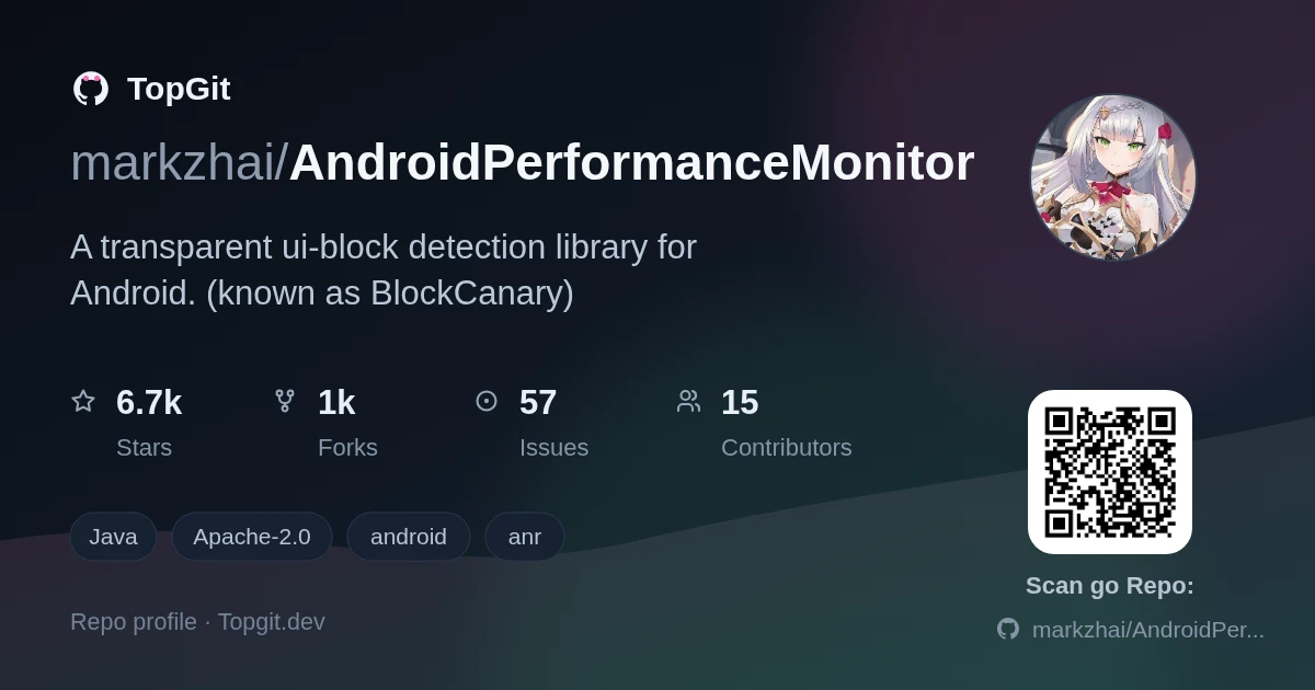 TopGit repo profile image for markzhai/AndroidPerformanceMonitor