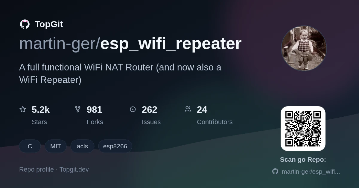 TopGit repo profile image for martin-ger/esp_wifi_repeater