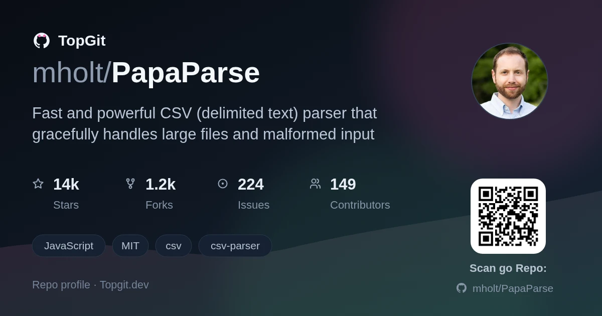 TopGit repo profile image for mholt/PapaParse