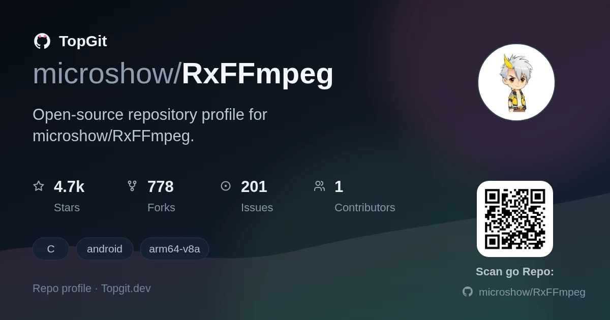 TopGit repo profile image for microshow/RxFFmpeg