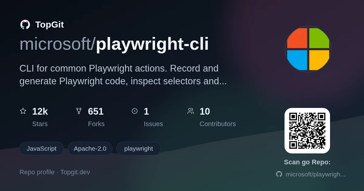 TopGit repo profile image for microsoft/playwright-cli