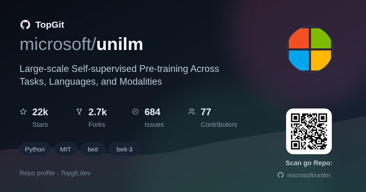 TopGit repo profile image for microsoft/unilm