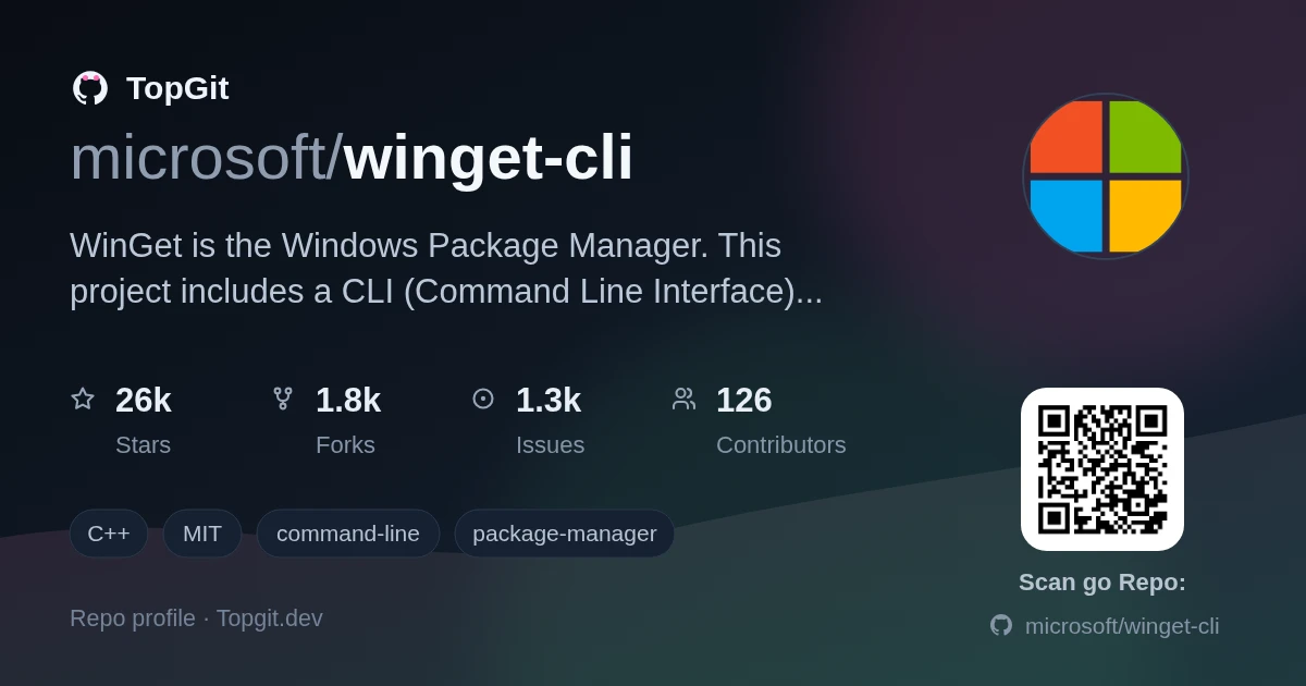 TopGit repo profile image for microsoft/winget-cli