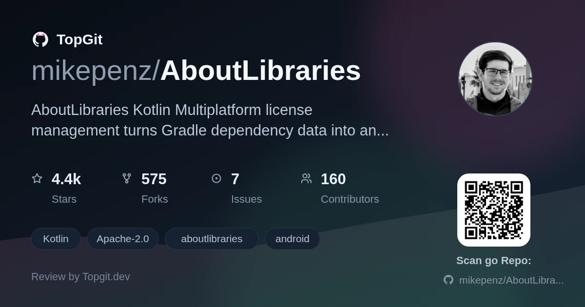 TopGit repo profile image for mikepenz/AboutLibraries