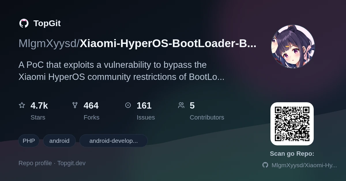TopGit repo profile image for MlgmXyysd/Xiaomi-HyperOS-BootLoader-Bypass