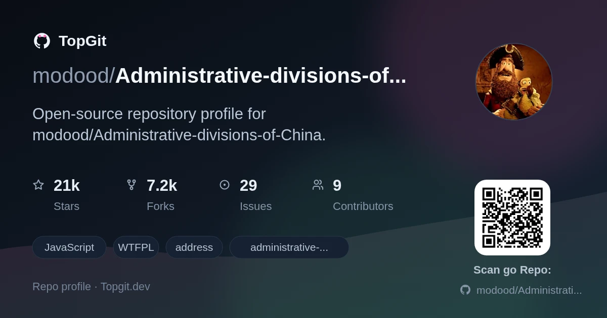 TopGit repo profile image for modood/Administrative-divisions-of-China