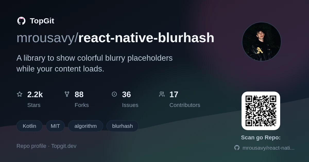 TopGit repo profile image for mrousavy/react-native-blurhash
