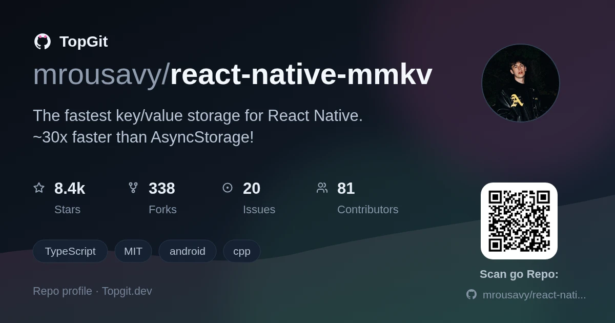 TopGit repo profile image for mrousavy/react-native-mmkv
