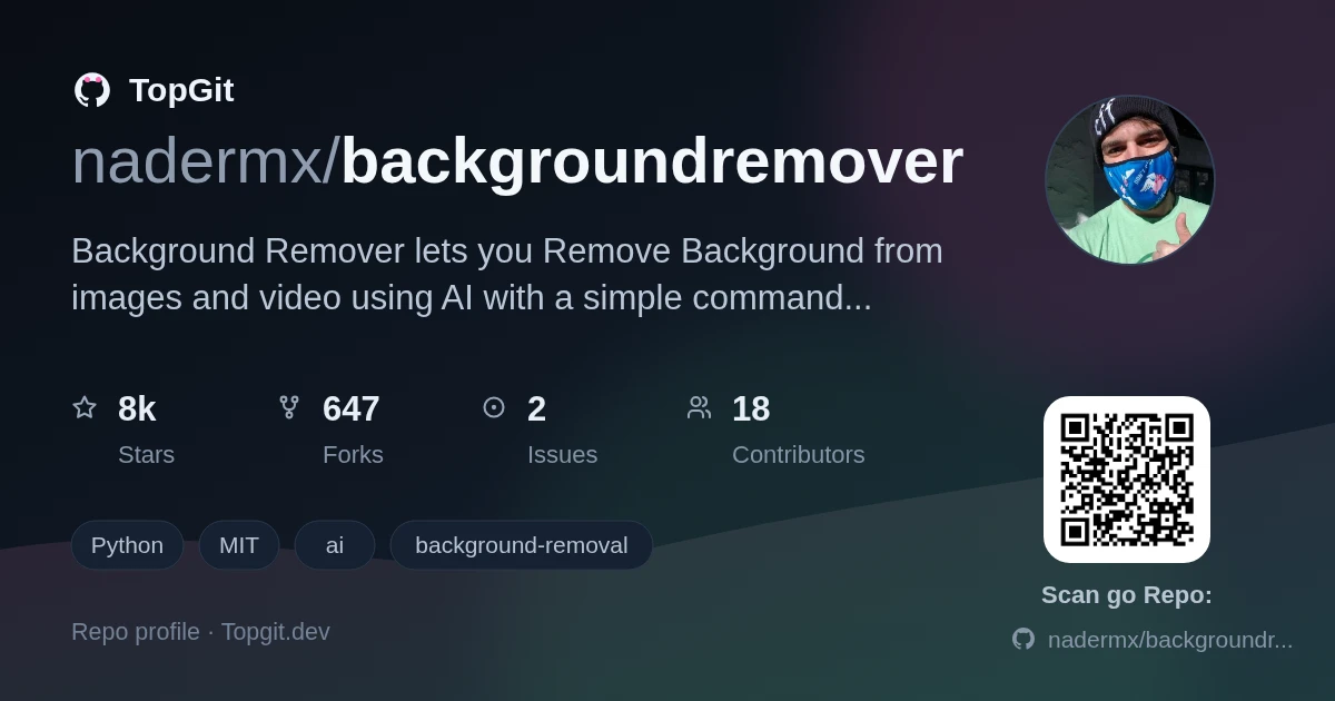 TopGit repo profile image for nadermx/backgroundremover