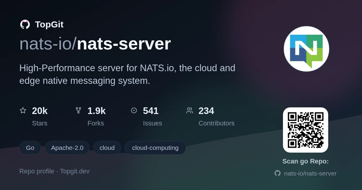 TopGit repo profile image for nats-io/nats-server