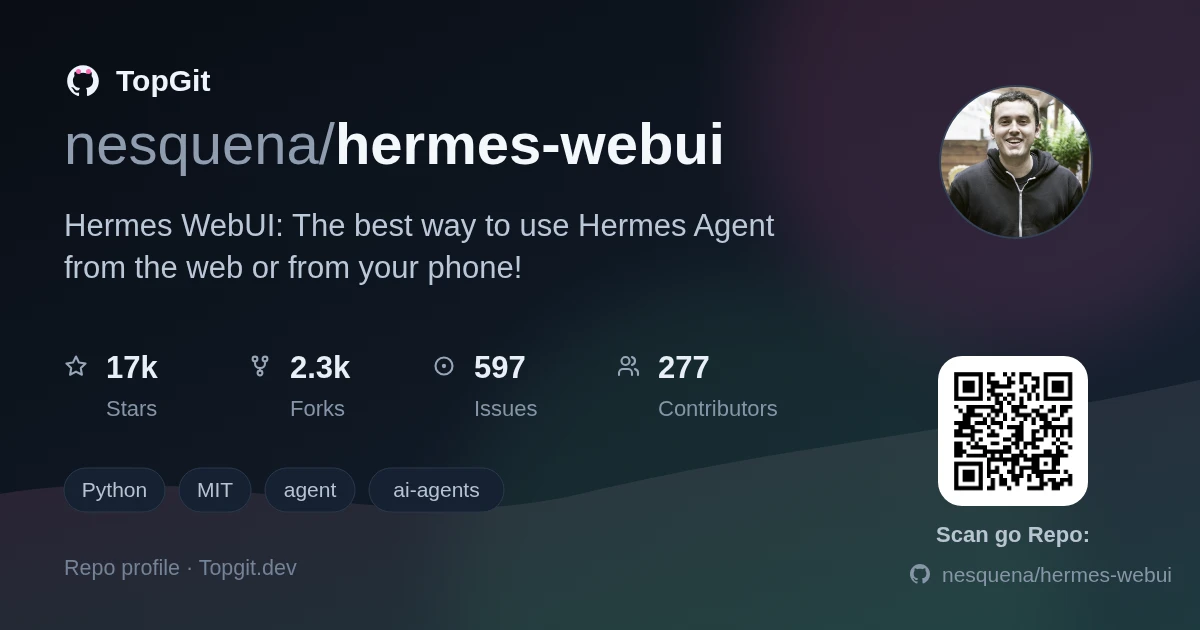 TopGit repo profile image for nesquena/hermes-webui