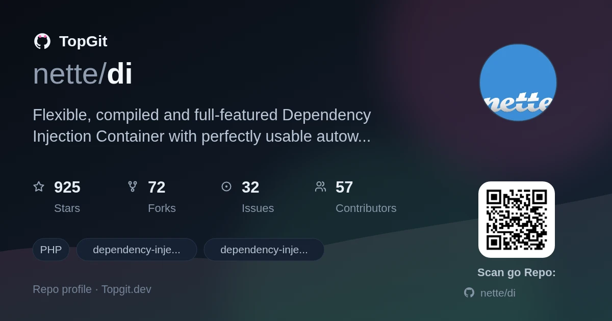 TopGit repo profile image for nette/di