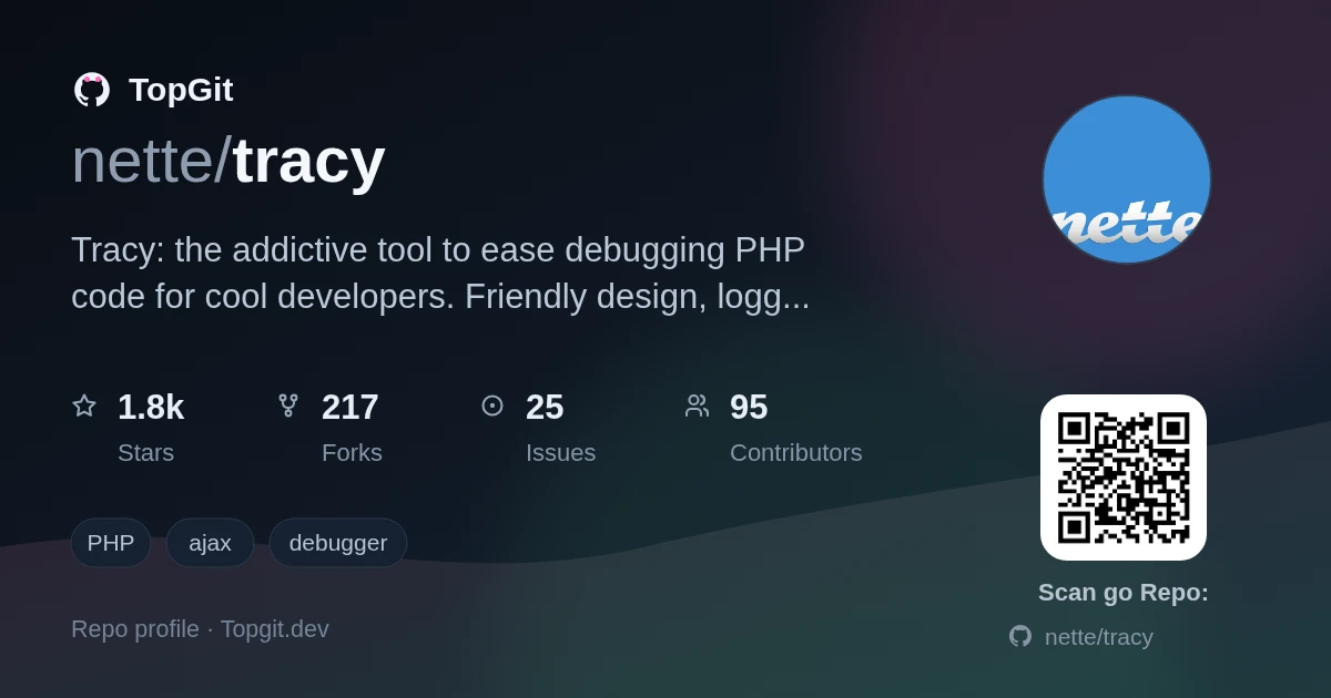 TopGit repo profile image for nette/tracy