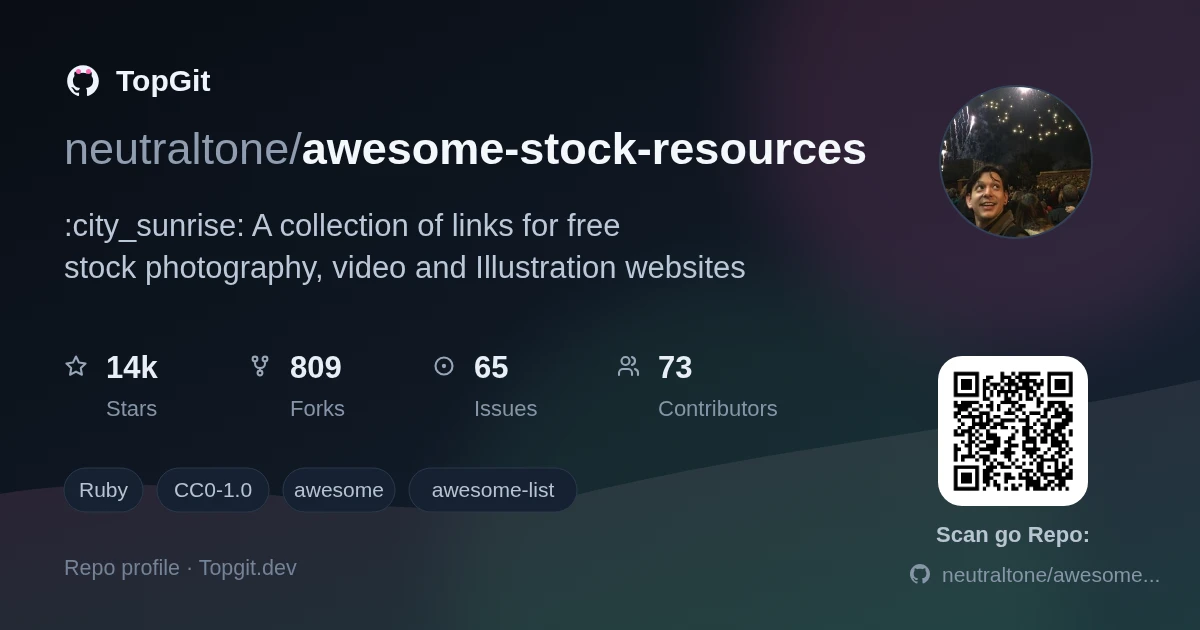 TopGit repo profile image for neutraltone/awesome-stock-resources
