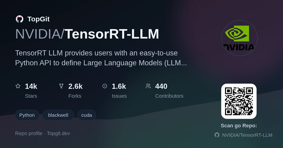 TopGit repo profile image for NVIDIA/TensorRT-LLM