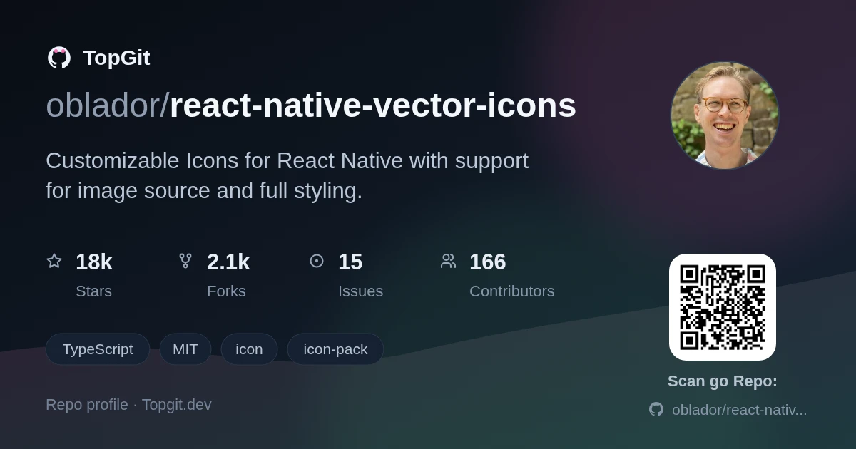 TopGit repo profile image for oblador/react-native-vector-icons