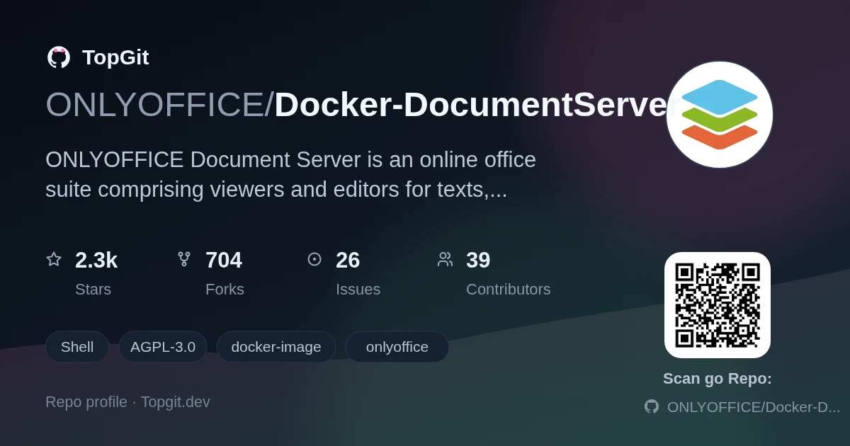 TopGit repo profile image for ONLYOFFICE/Docker-DocumentServer
