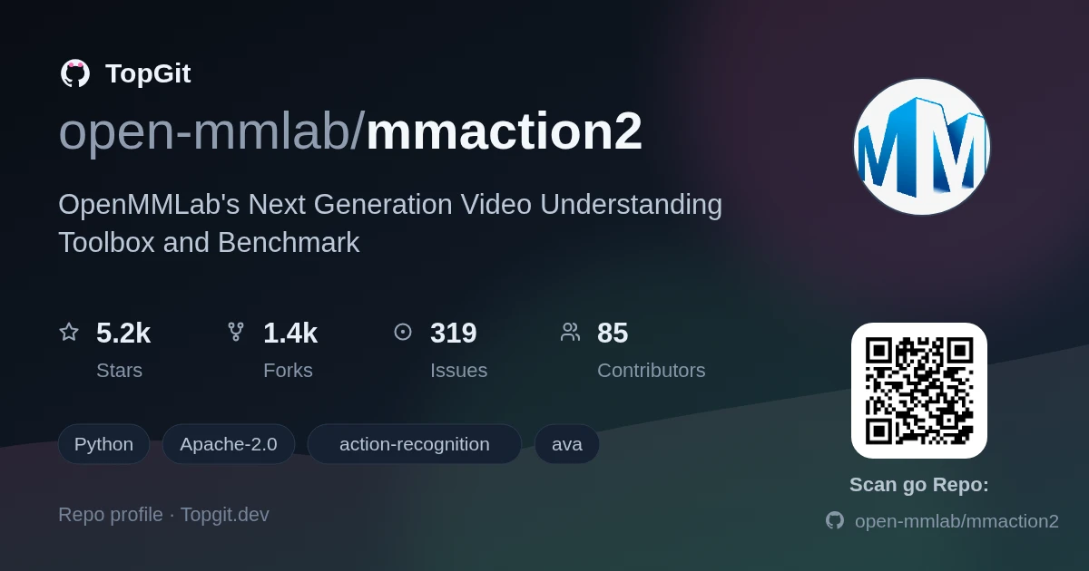 TopGit repo profile image for open-mmlab/mmaction2