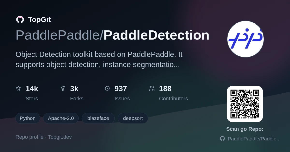 TopGit repo profile image for PaddlePaddle/PaddleDetection