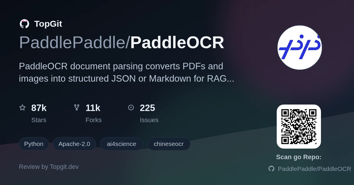TopGit review image for PaddlePaddle/PaddleOCR