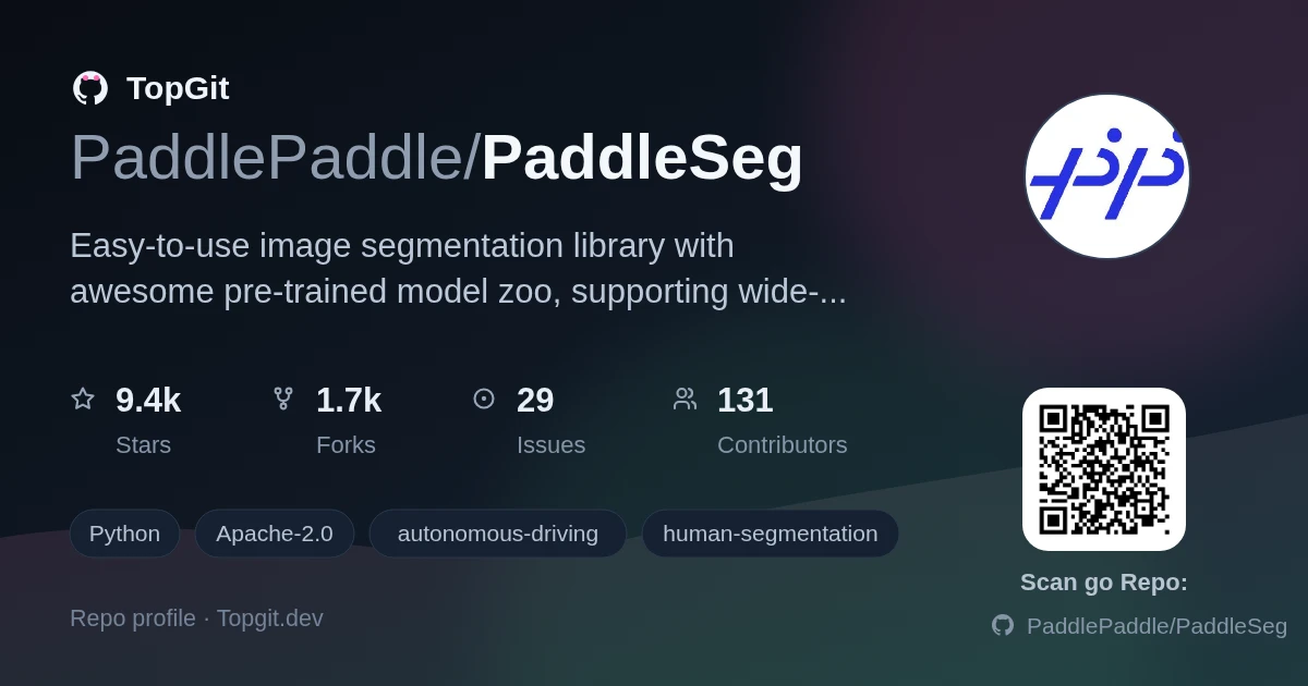 TopGit repo profile image for PaddlePaddle/PaddleSeg