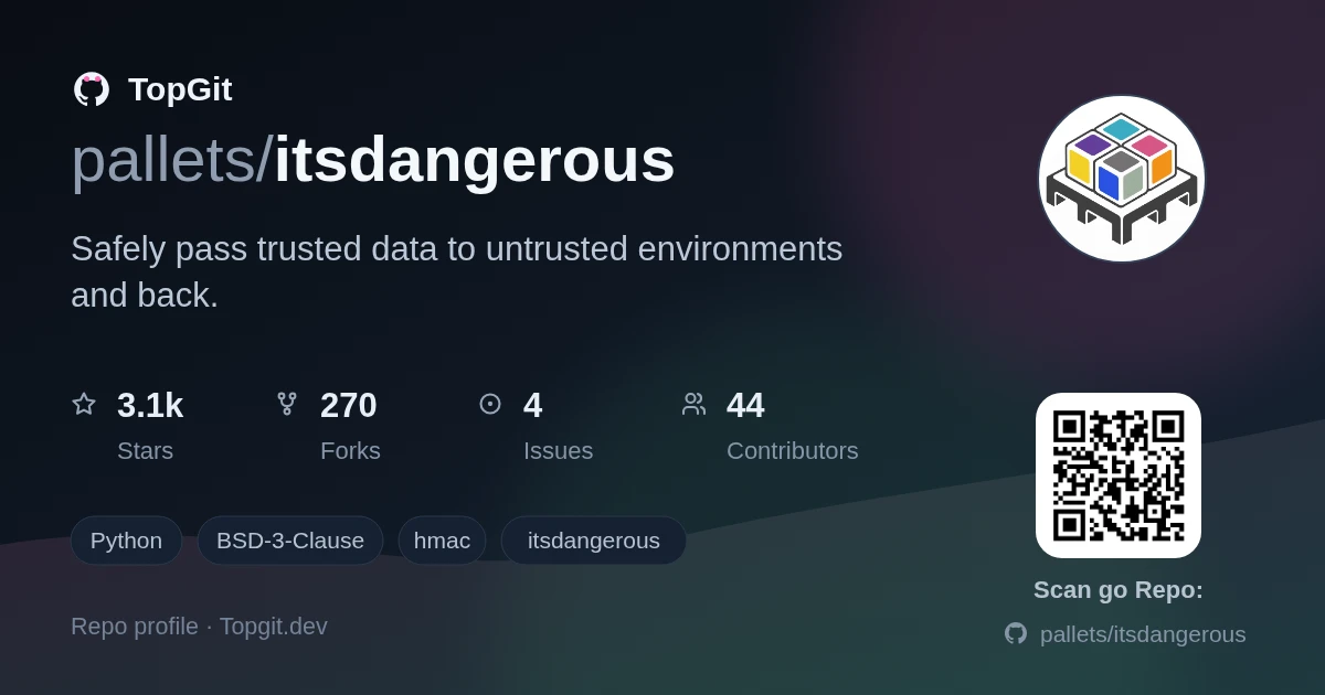 TopGit repo profile image for pallets/itsdangerous